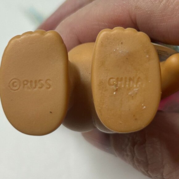 Vintage Russ Troll Dolls Set of 3 Orange Green Rainbow Hair 3-5" Tall - RARE - Picture 7 of 7